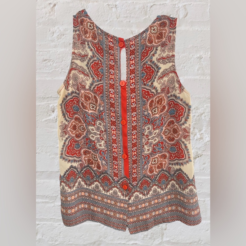 Cynthia Rowley Womens Paisley Boho Turkish Floral Print Blouse Sleeveless Top S - Picture 2 of 3